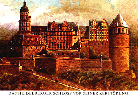 ▲파괴되기 전 하이델베르크성 모습. 19세기말 그림